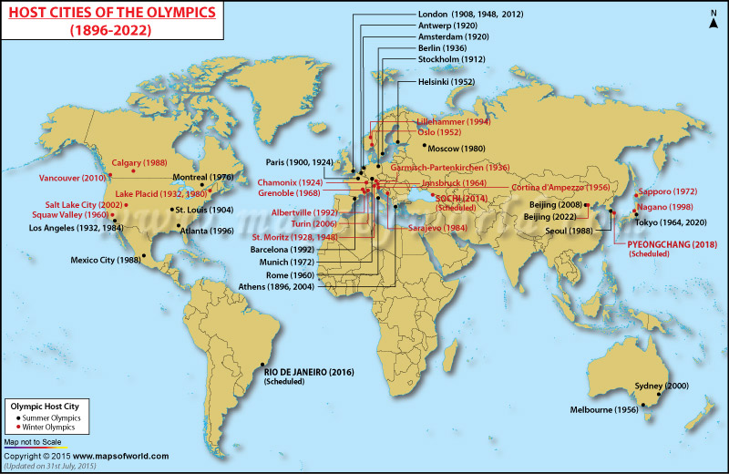 Map Monday, Host Cities For Every Modern Olympic Games